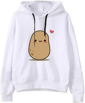 Casual Long Sleeve Sweatshirt Cute Potato Print Hoodies Jumper Pullover Tops