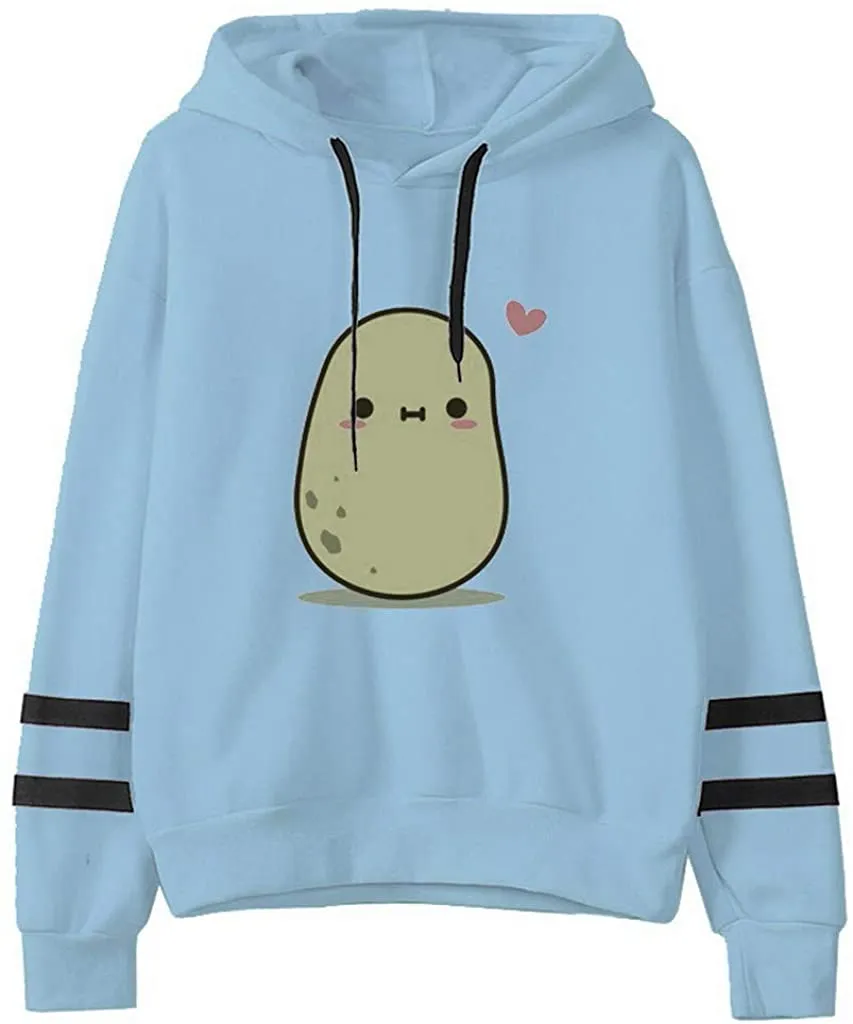 Casual Long Sleeve Sweatshirt Cute Potato Print Hoodies Jumper Pullover Tops