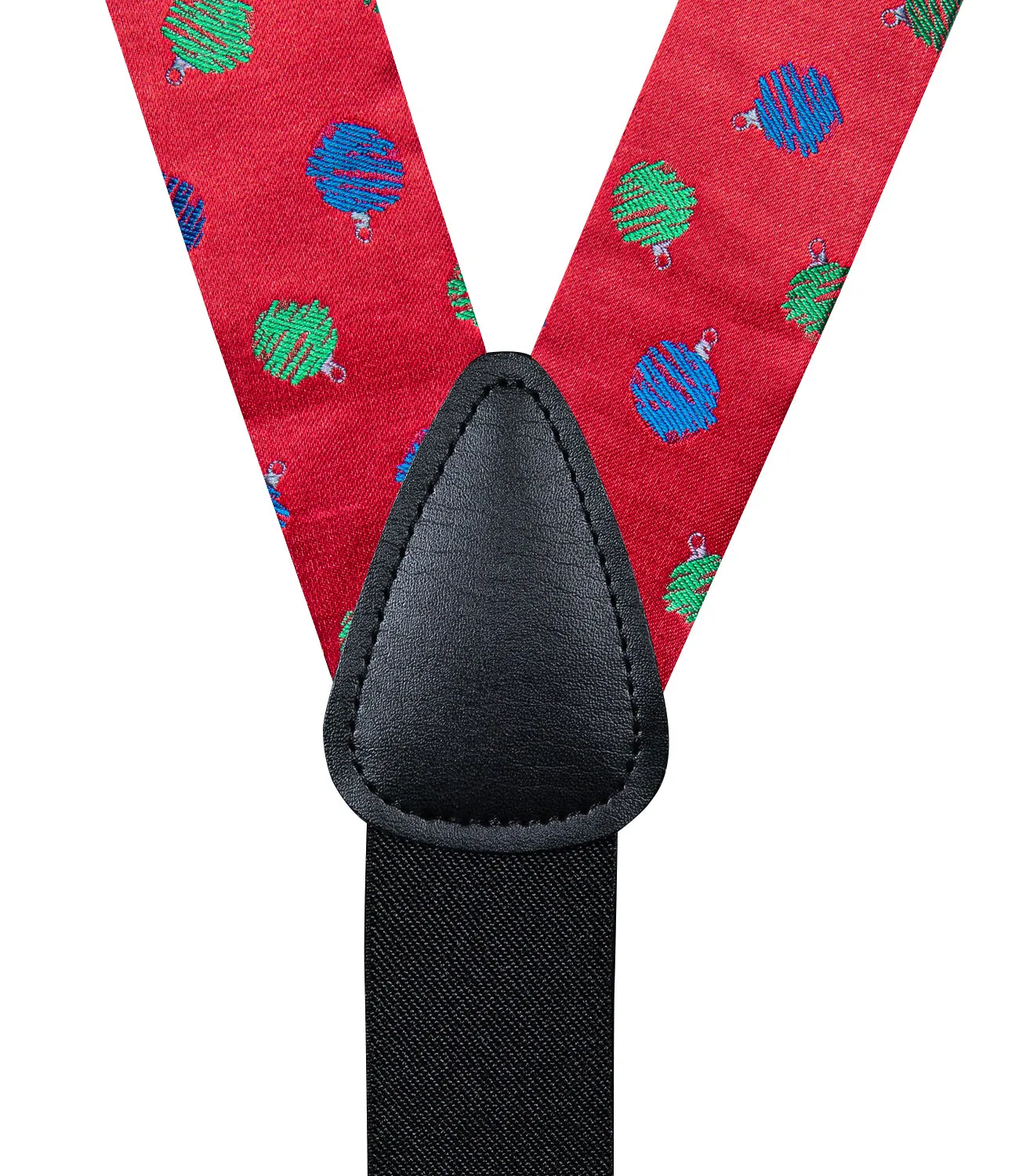 Christmas Red Polka Dot Y Back Brace Clip-on Men's Suspender with Bow Tie Set