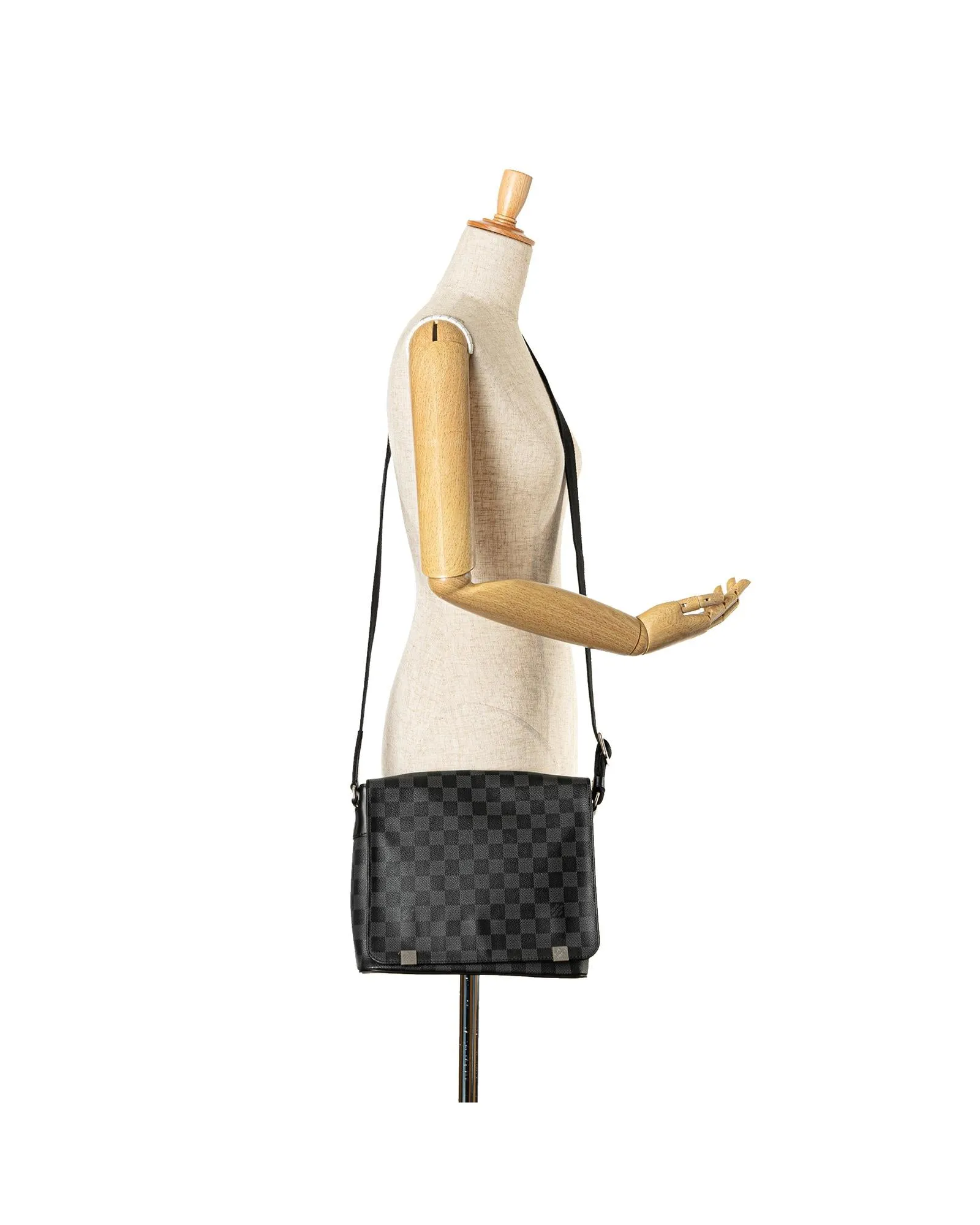 Damier Graphite Canvas Shoulder Bag with Front Flap and Magnetic Closure