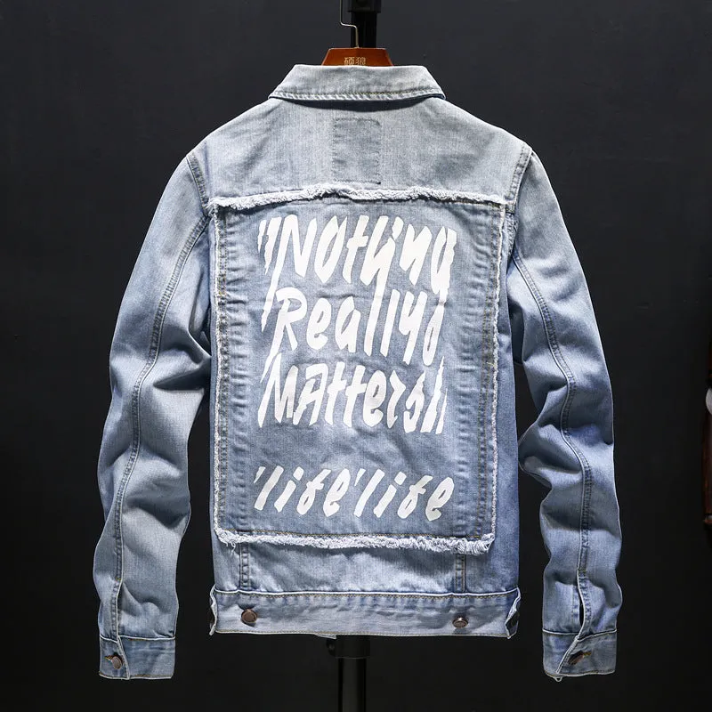 Denim Jackets - Solid Color Denim Jacket Series Retro Denim Jacket Fashion Fleece Denim Jacket