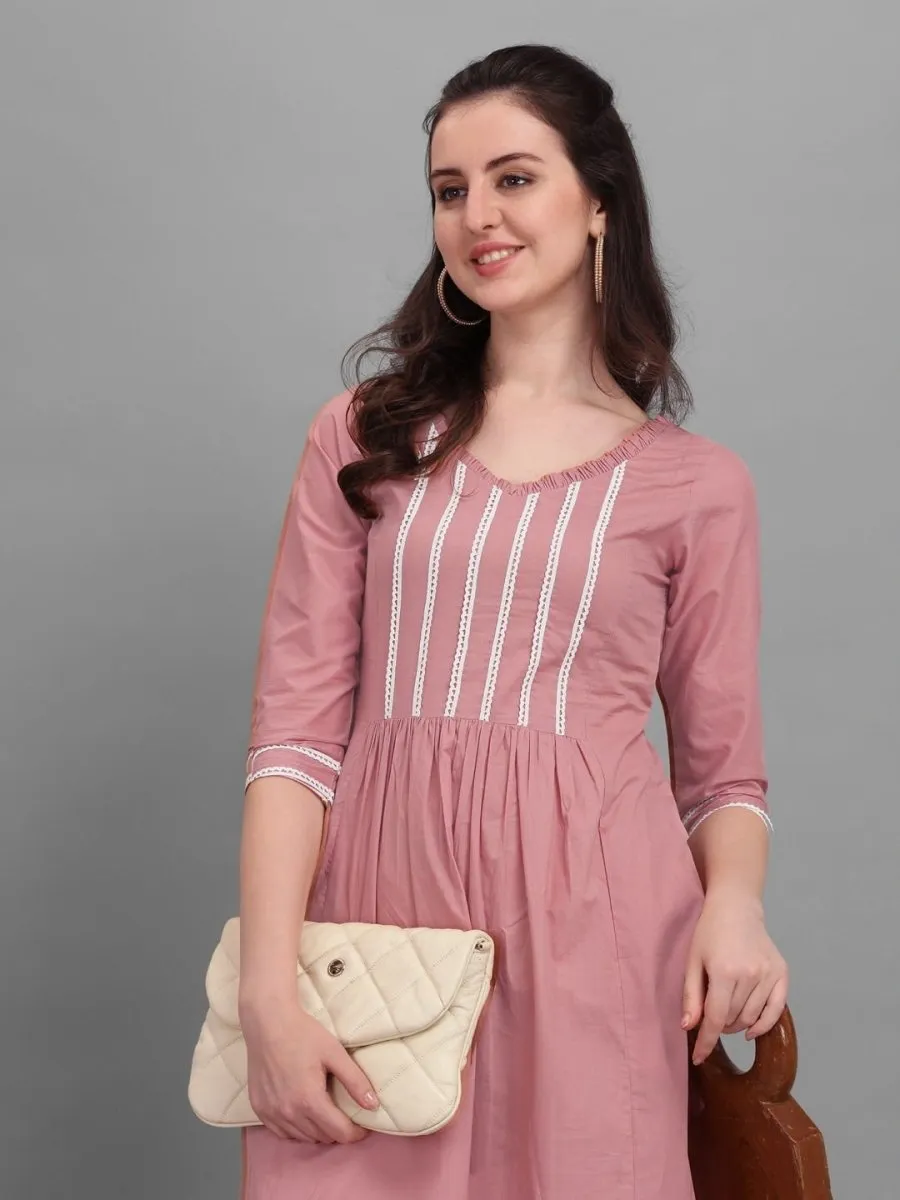 Dirty Pink Laced Kurta