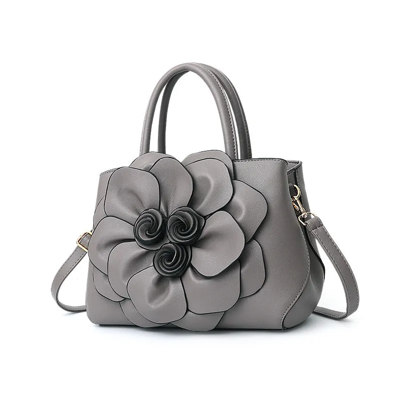 Fashion PU Leather Flower Portable Shoulder Bag
