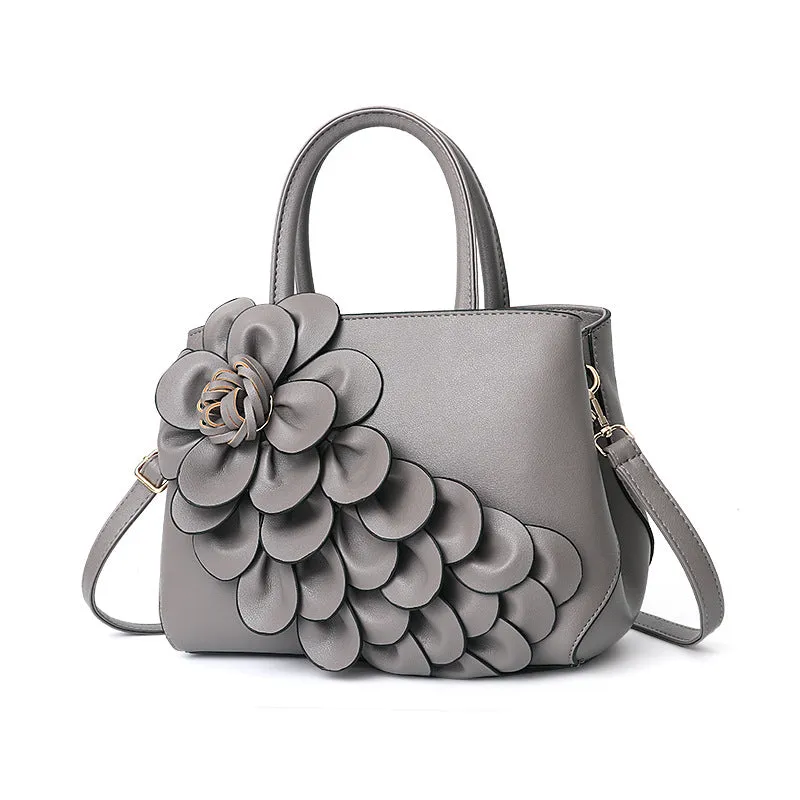 Fashion PU Leather Flower Portable Shoulder Bag