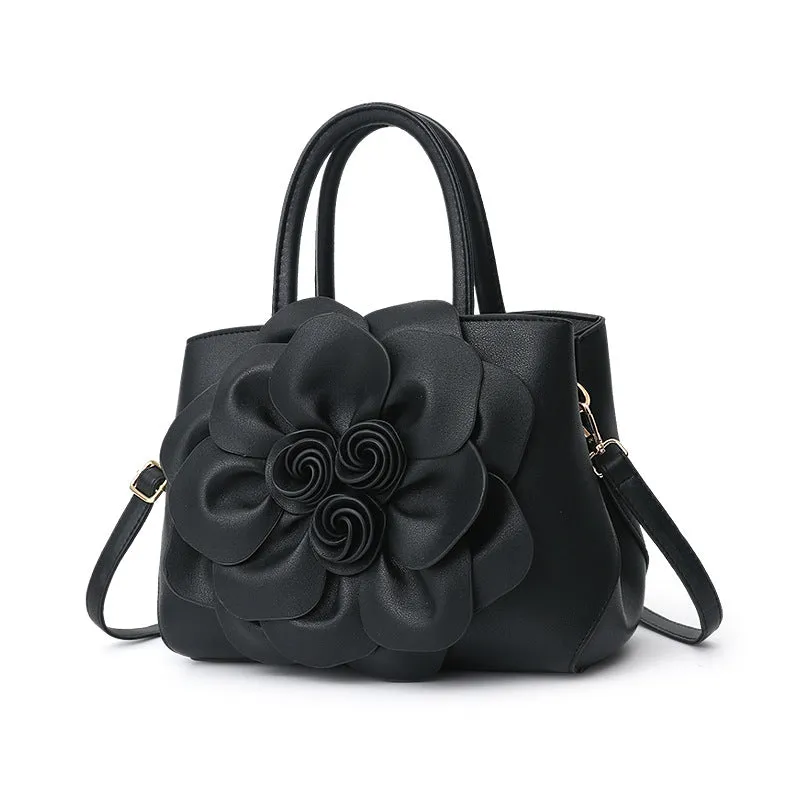 Fashion PU Leather Flower Portable Shoulder Bag