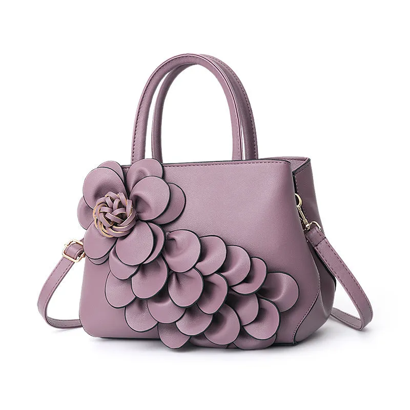 Fashion PU Leather Flower Portable Shoulder Bag