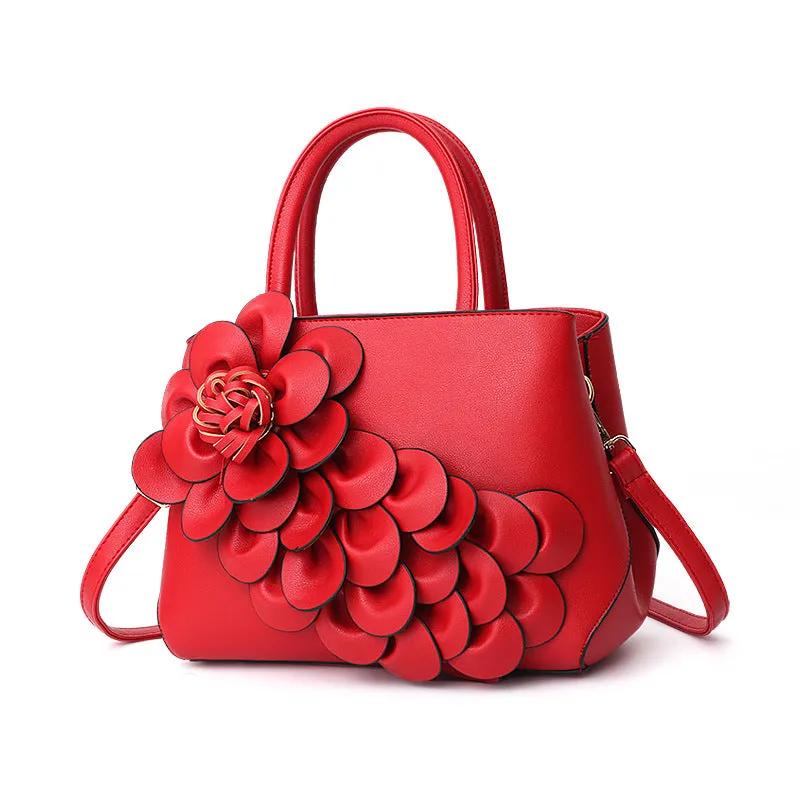 Fashion PU Leather Flower Portable Shoulder Bag