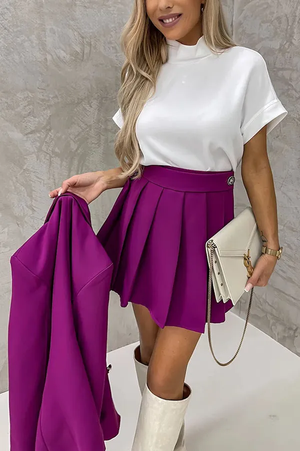 Giving Your All Double Breasted Blazer Pleated Skort Suit