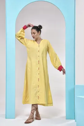 Lemon Pink Cotton Midi Dress