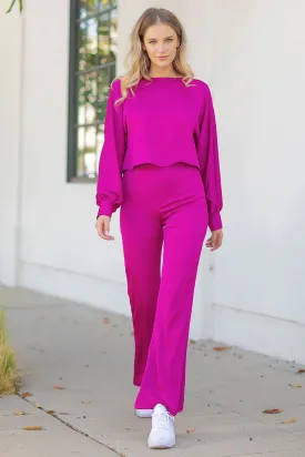 Magenta Waist Band Satin Pants