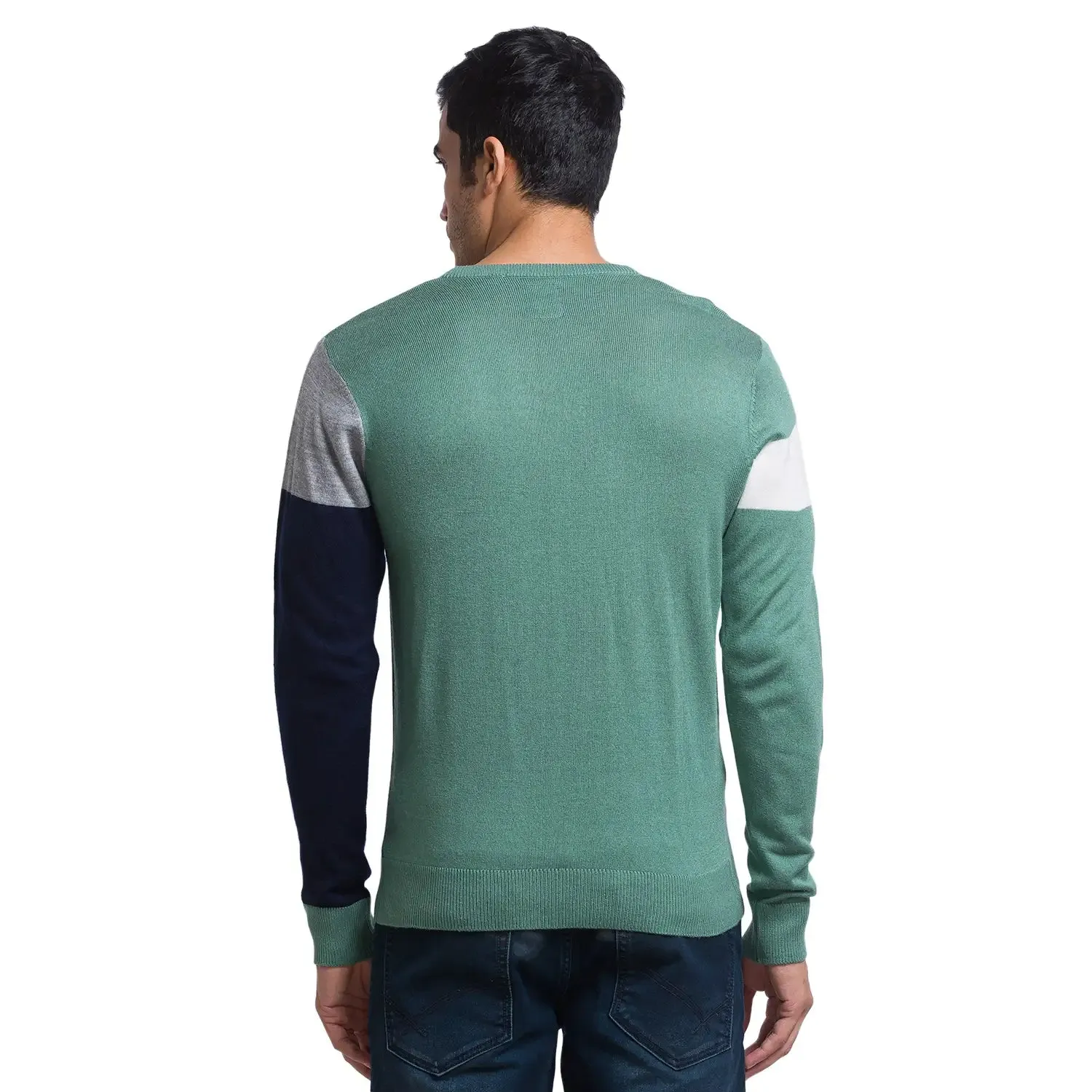 Men Green Intarsia Acrylic Full Sleeve Sweaters
