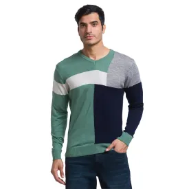 Men Green Intarsia Acrylic Full Sleeve Sweaters