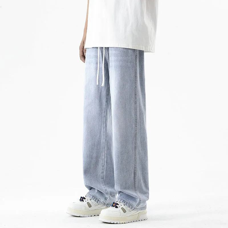 Men's Loose Straight Elastic Waist Wide Leg Casual Trousers