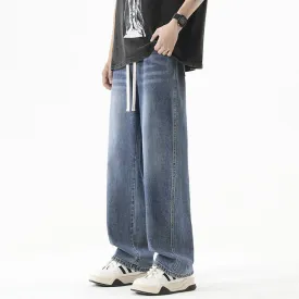 Men's Loose Straight Elastic Waist Wide Leg Casual Trousers