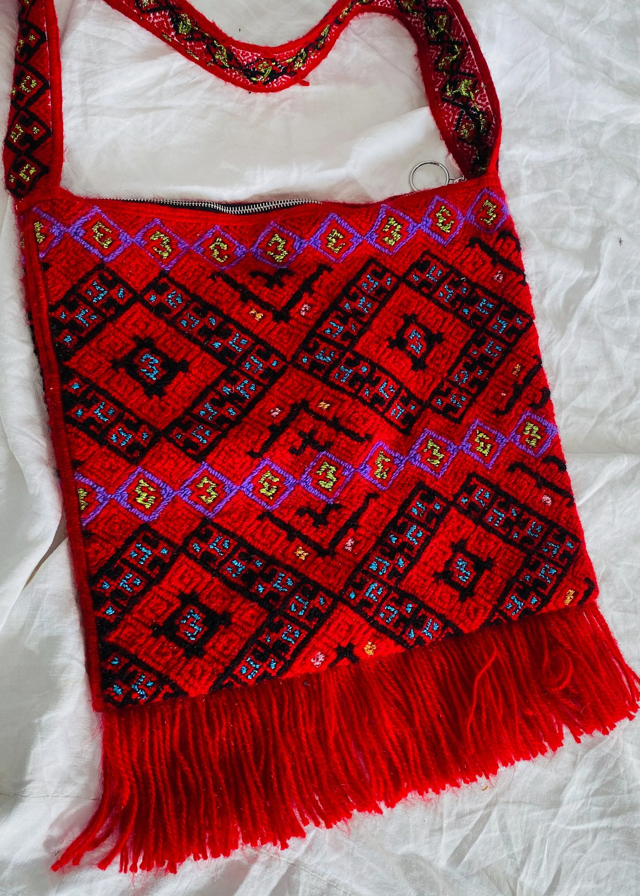 Tenejapa Hand-Embroidered Shoulder Bag. Tribal Chic.