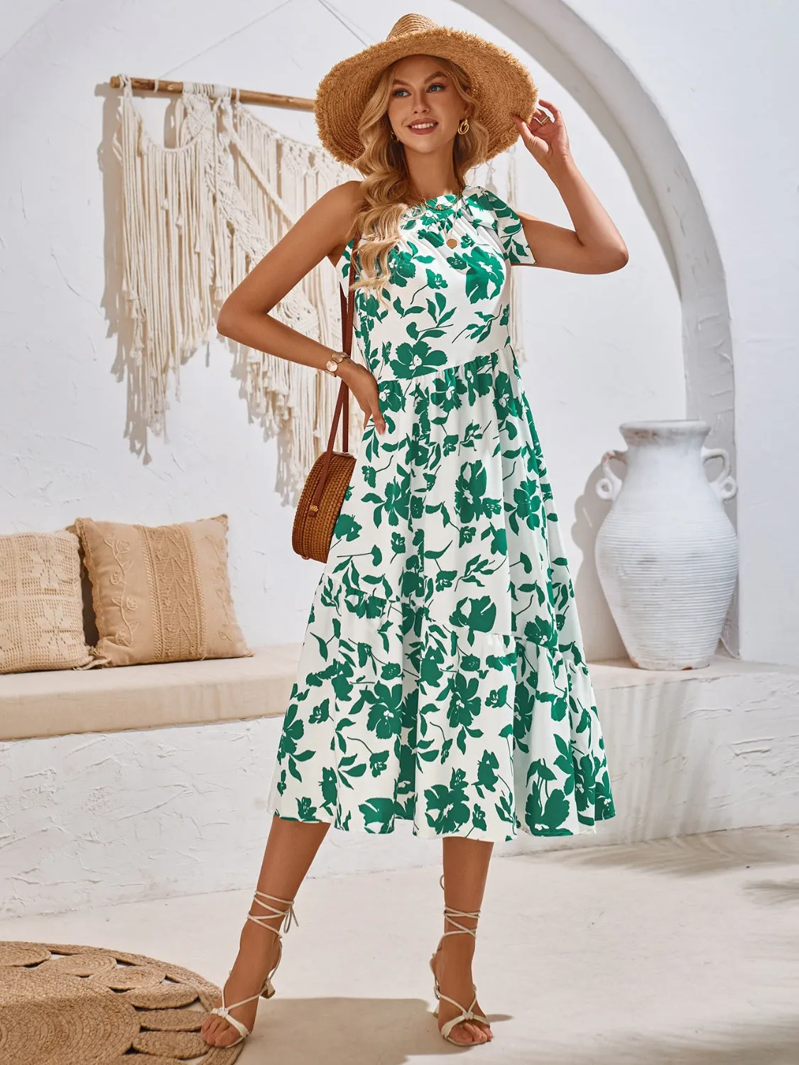 Tied One Shoulder Sleeveless Dress