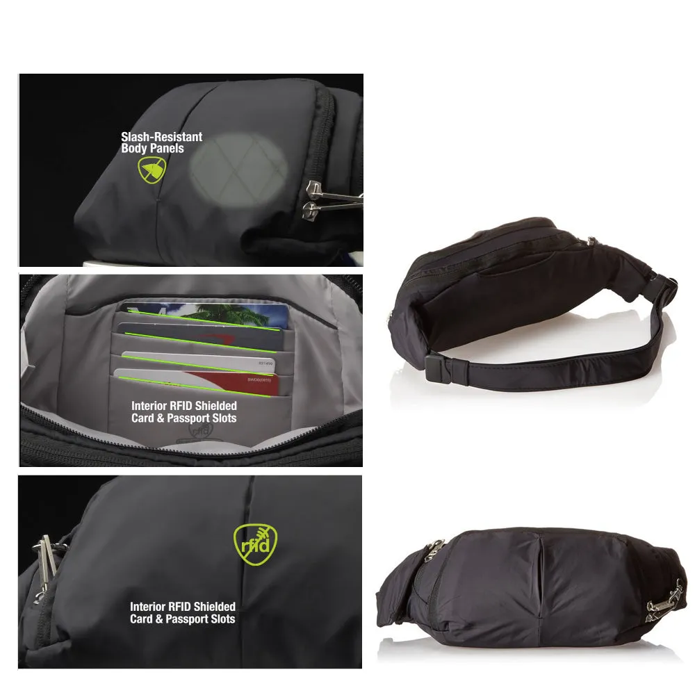 Travelon Anti Theft Slim Waist Pack RFID Blocking Travel Pouch Fanny Pack Black